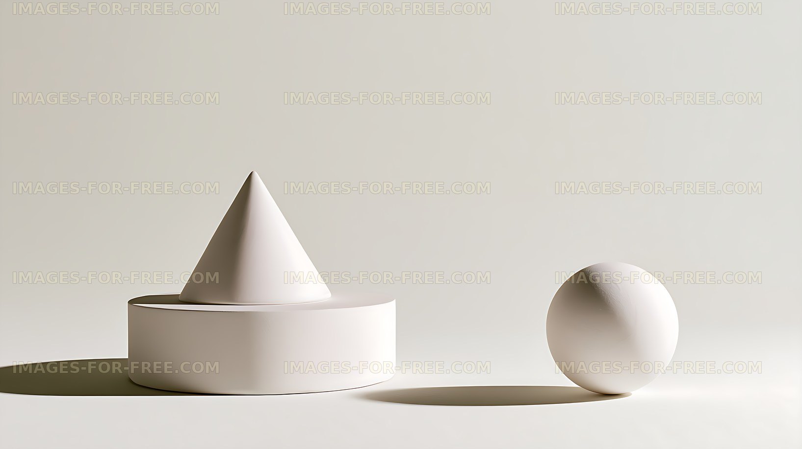 White geometric shapes arranged in a minimalist still life