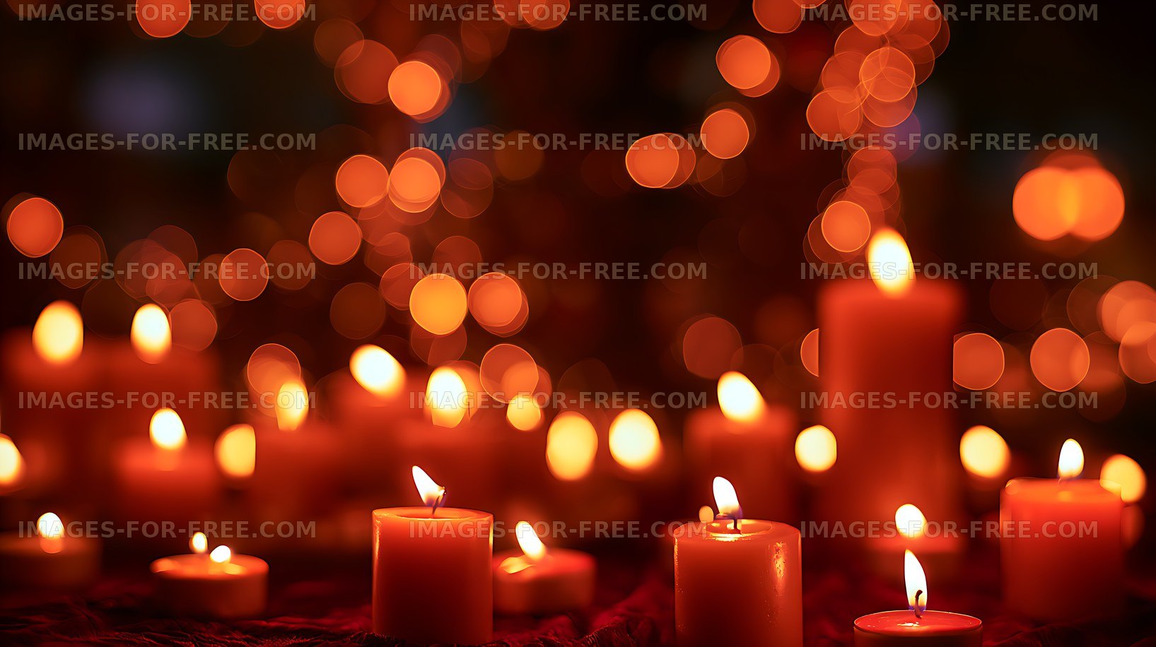 Warm candlelight and orange bokeh background