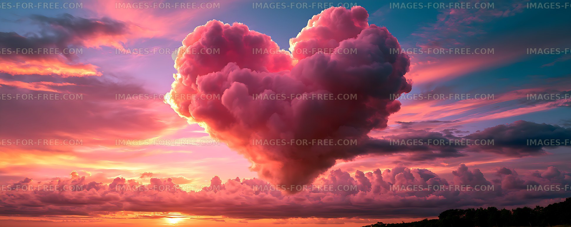 Pink storm cloud glowing above a sunset horizon