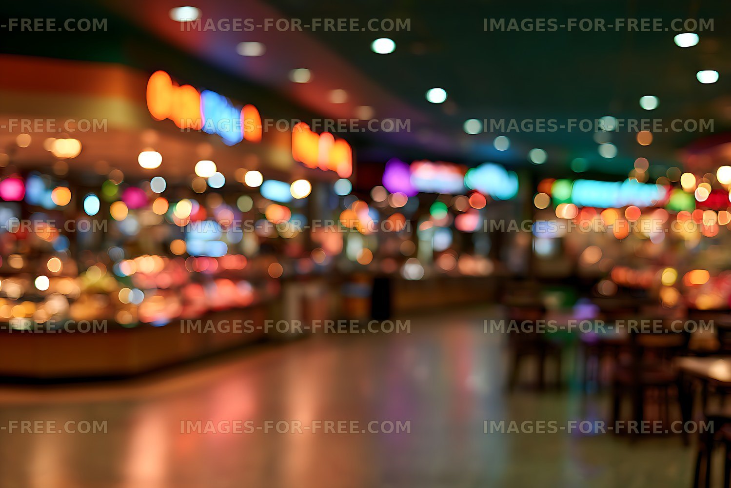Colorful Blurred Interior Lights at Night