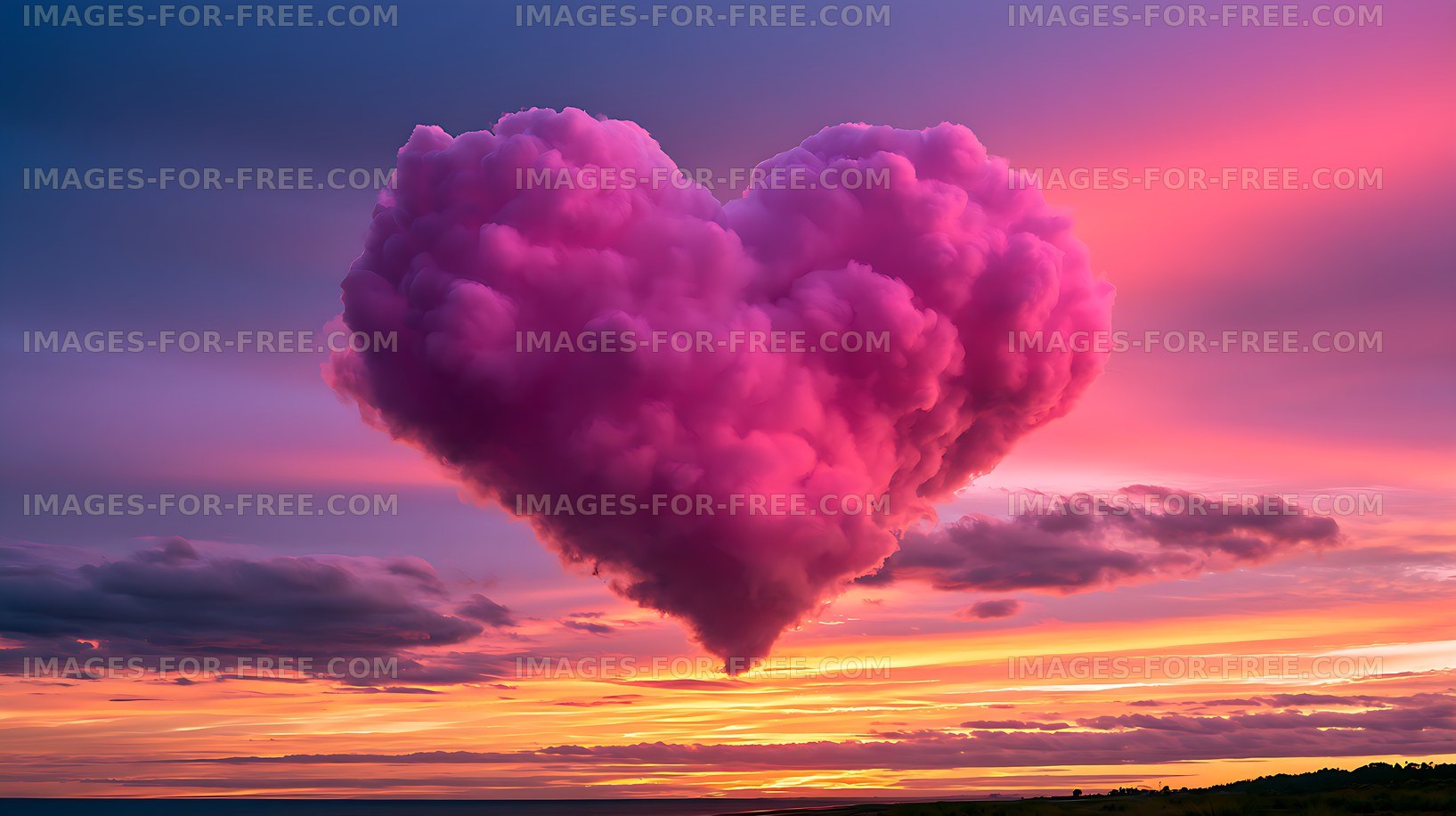Vivid pink cloud formation at sunset