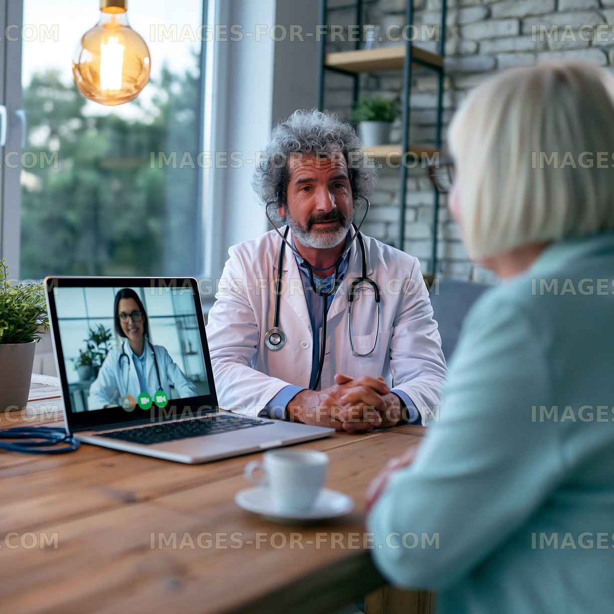 Doctor consulting with patient via video call