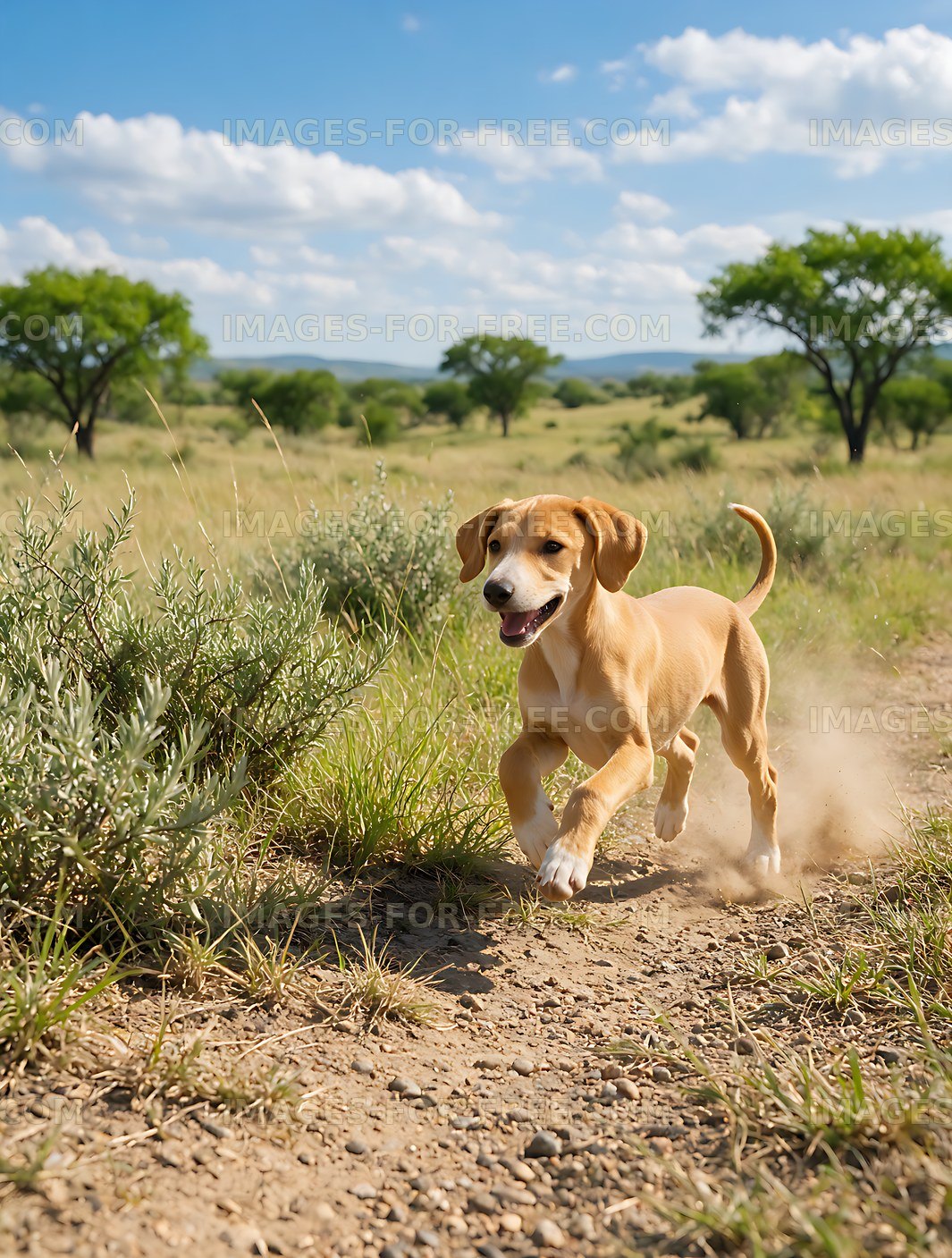 Happy Puppy Playing on a Rural Trail