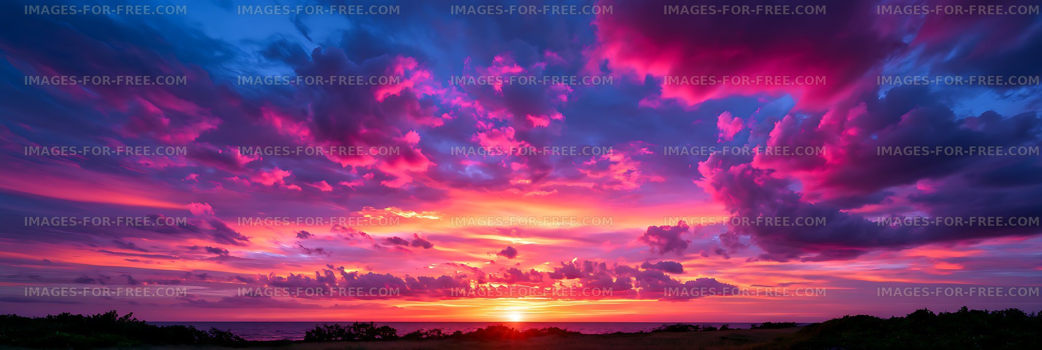Colorful Sunset Clouds Above a Coastal Horizon