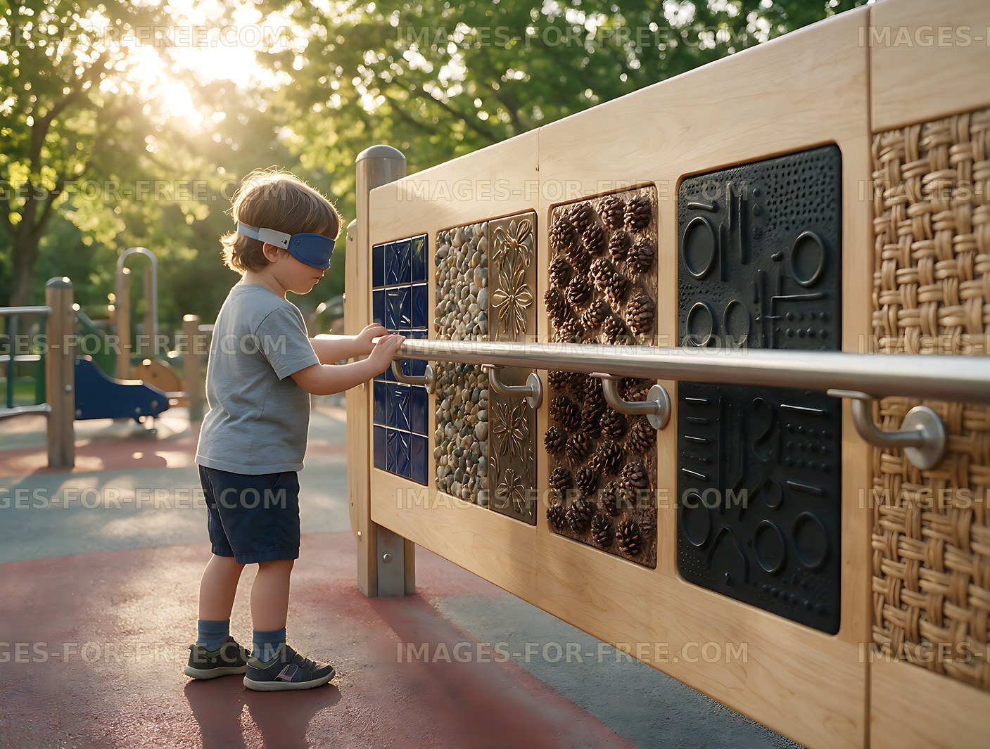 Child Using Tactile Play Equipment at Inclusive Playground