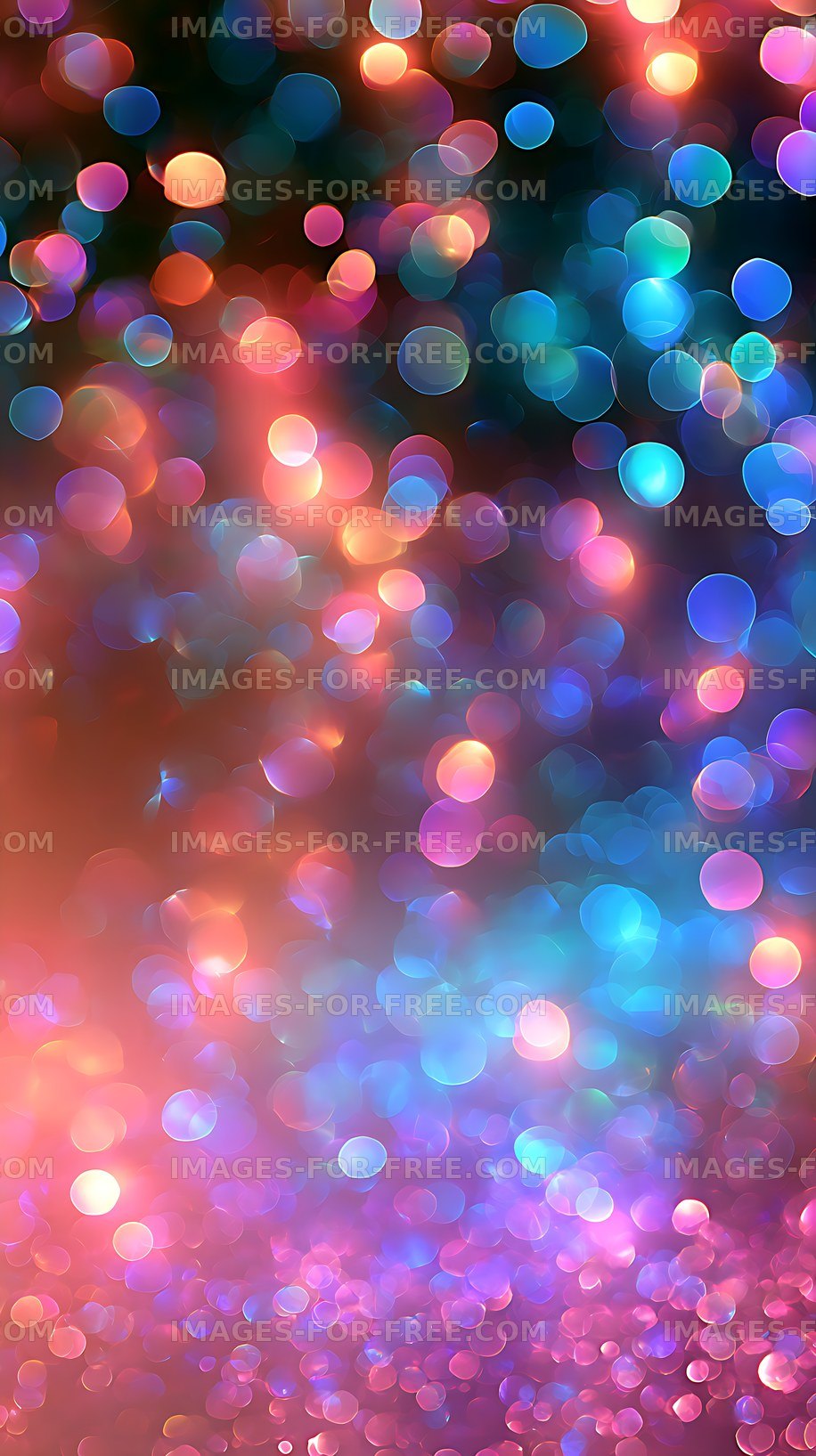Vibrant multicolor bokeh lights on dark abstract background