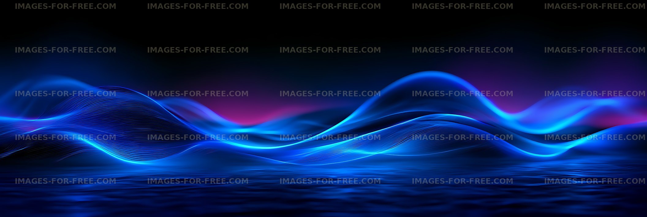 Luminous blue abstract waves on a dark background