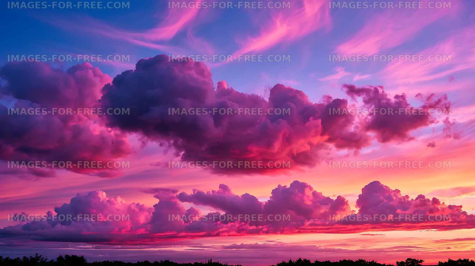 Colorful sunset cloudscape in purple and pink tones