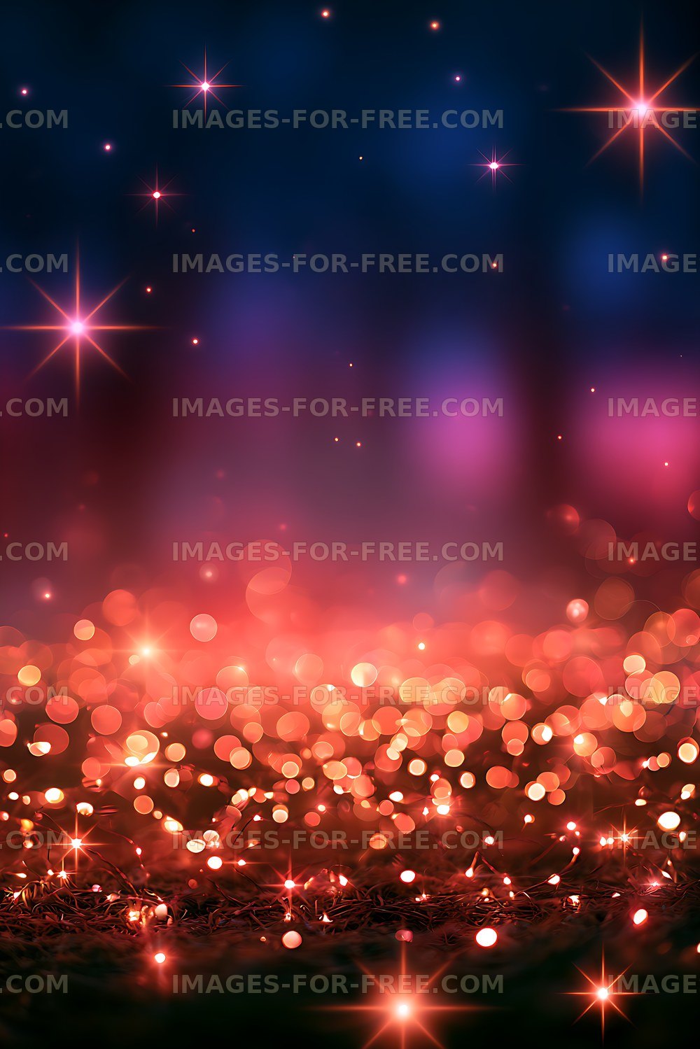 Abstract glowing red and blue bokeh lights