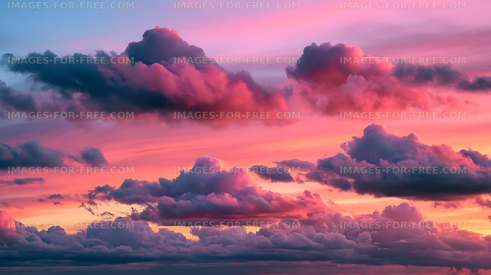 Vivid Sunset Cloudscape in Pink and Purple
