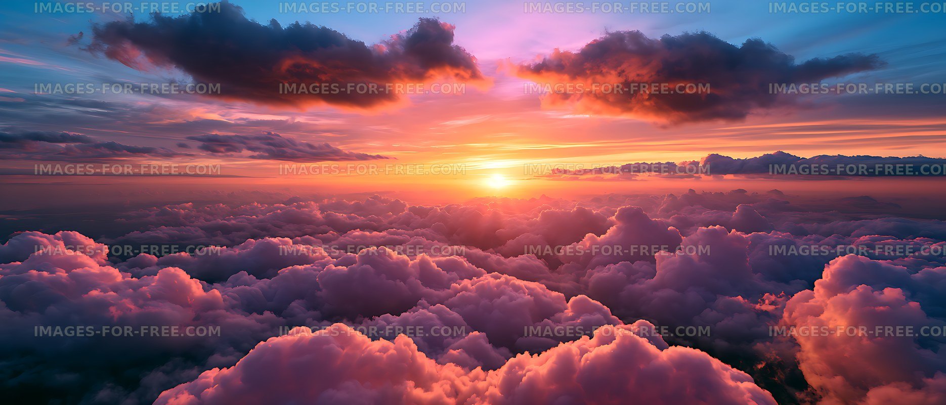 Colorful sunset over a sea of clouds
