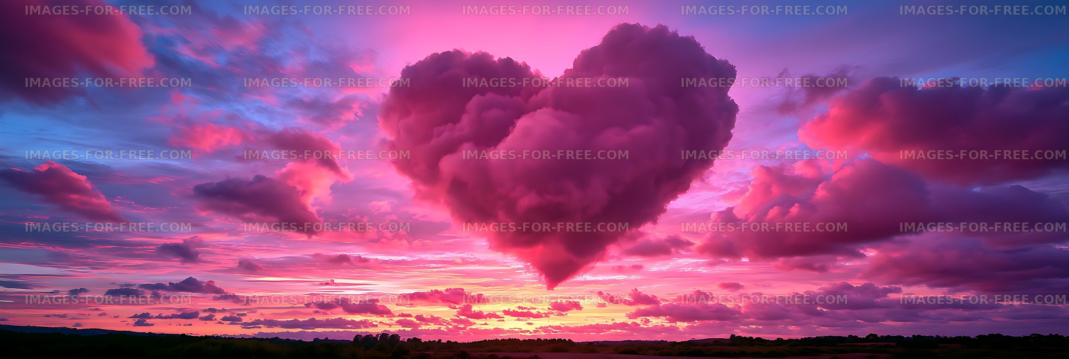 Vivid sunset sky with towering colorful clouds