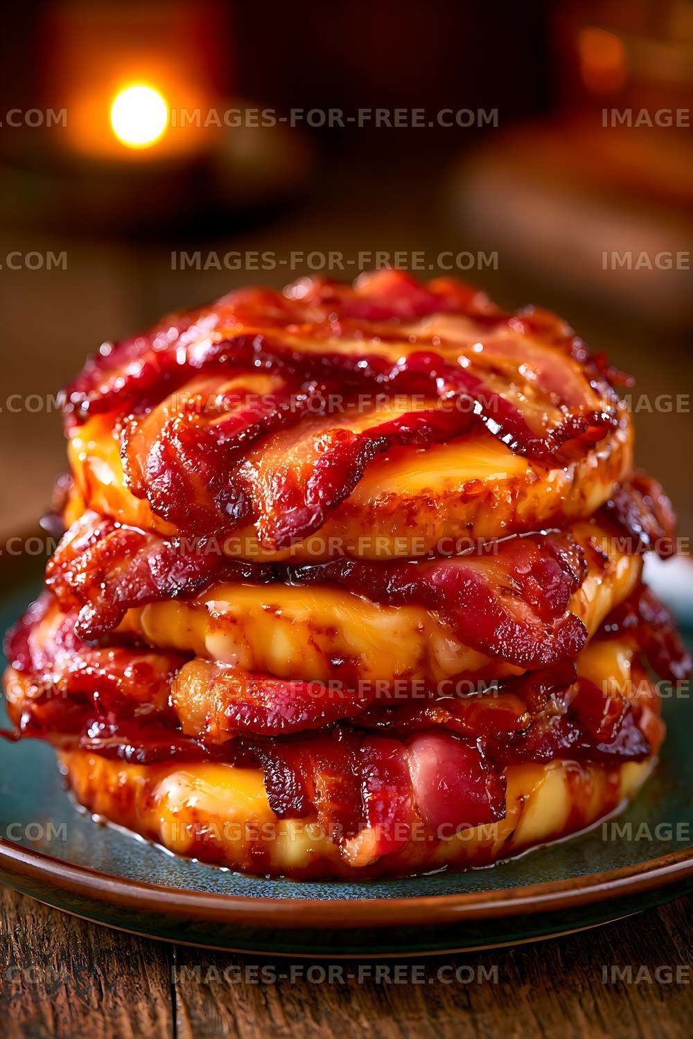 Gourmet bacon cheeseburger with melted cheese