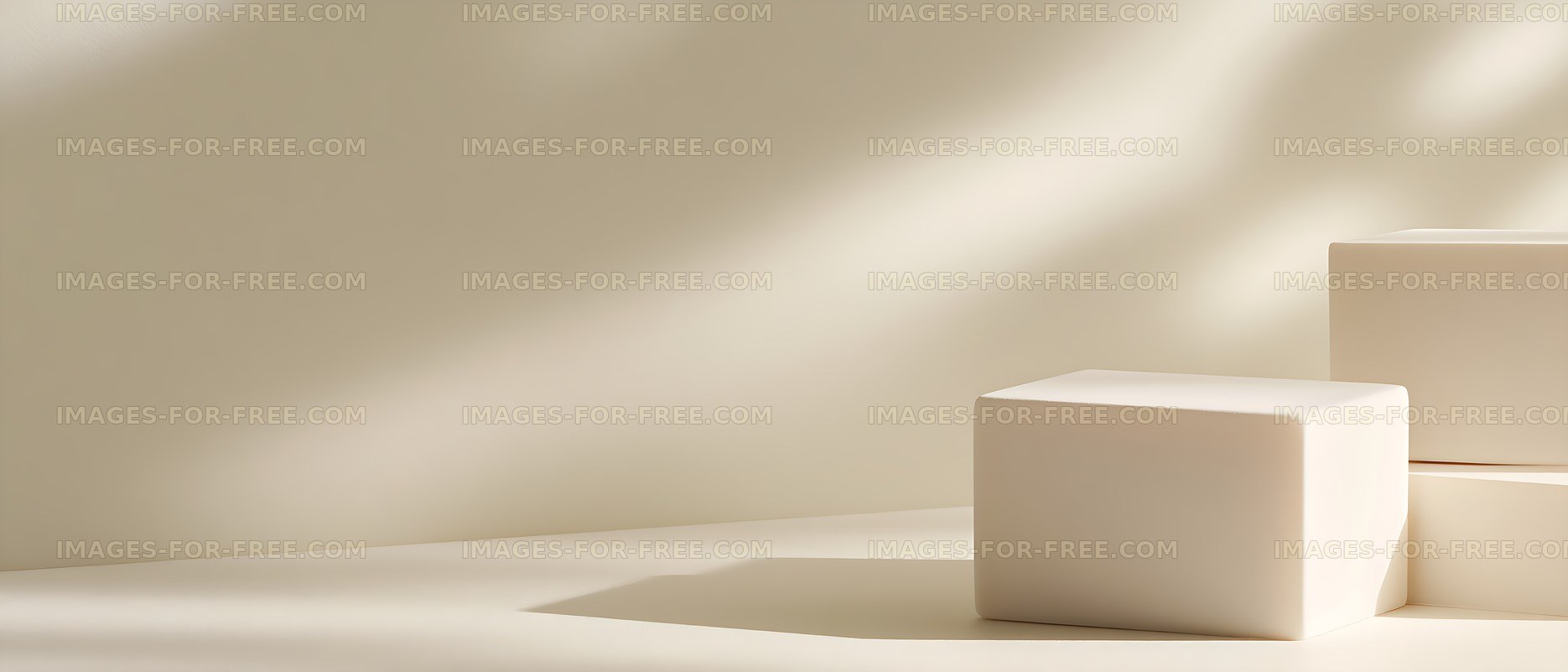 Cream geometric blocks with warm light and shadows