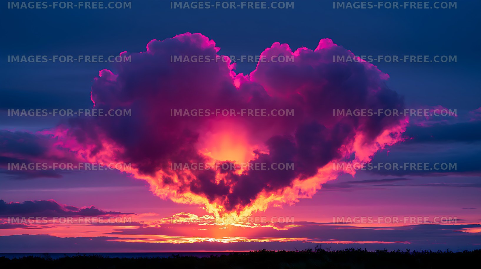 Colorful sunset with towering clouds over the ocean