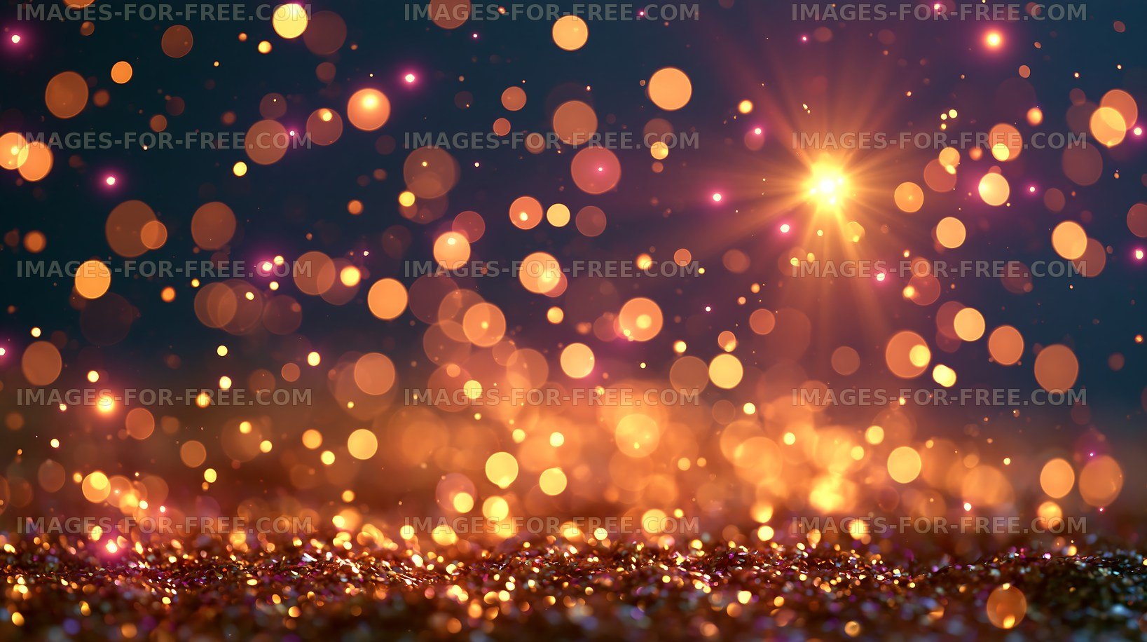 Glowing light dots on dark background with sparkles