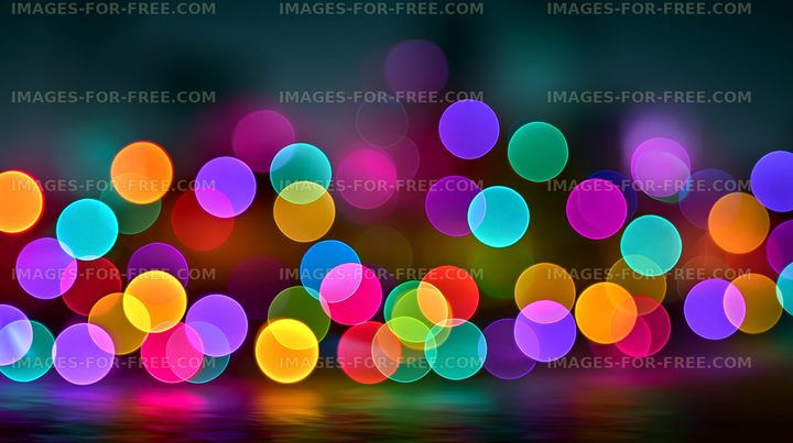 Bright colorful bokeh lights create an abstract background scene