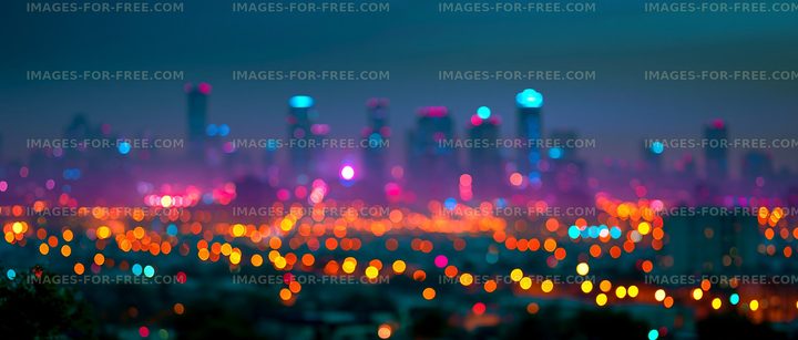 City skyline with blurred night lights
