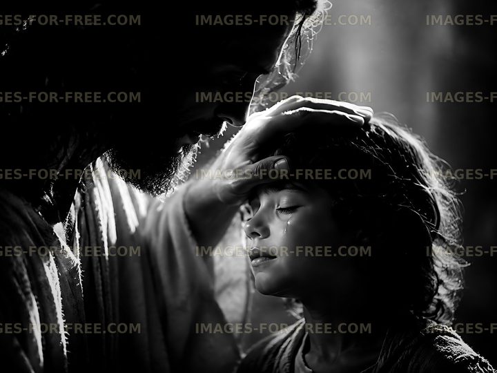 Emotional moment between a man and a child