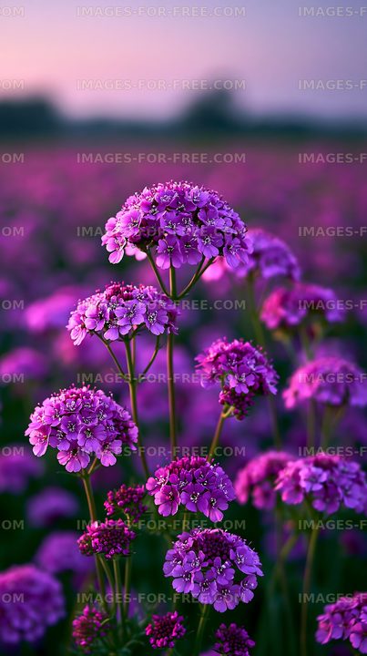 Purple flowers growing in a field during sunset