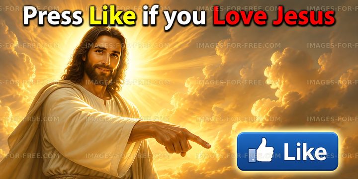 Jesus gesture with light in background and social media button