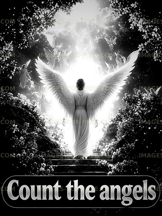Count the angels in a dramatic black and white scene