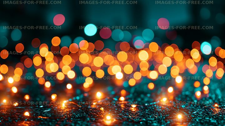 Colorful bokeh lights create a festive atmosphere at night