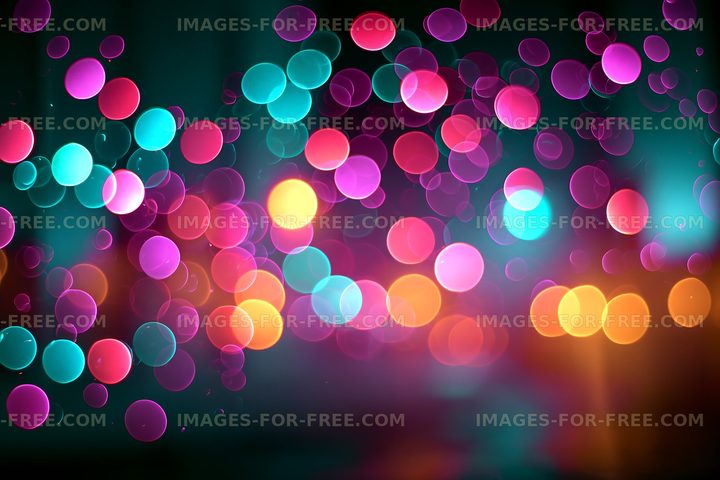 Colorful bokeh lights create a vibrant atmosphere at night