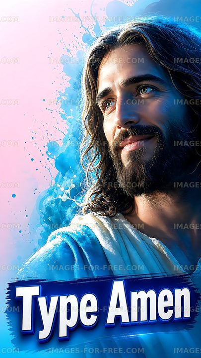 Man with long hair and beard smiling with blue accents
