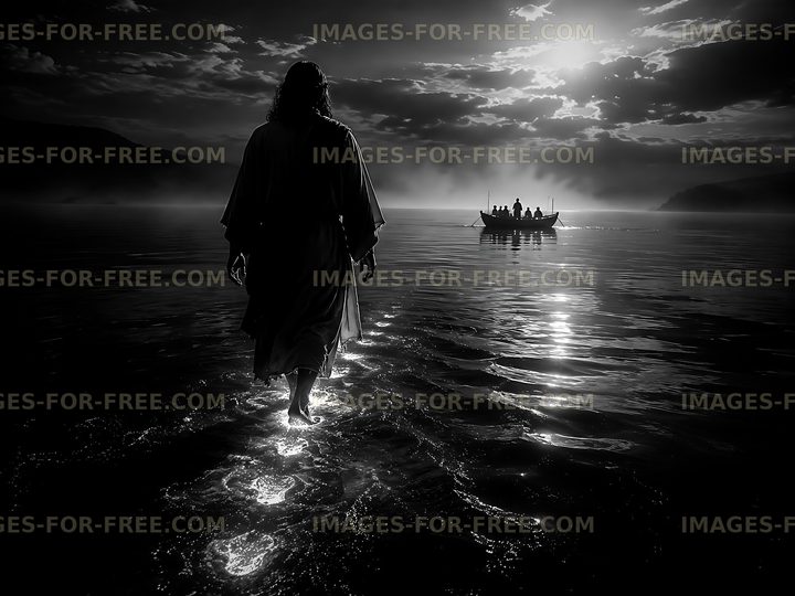 Walking on water at dusk