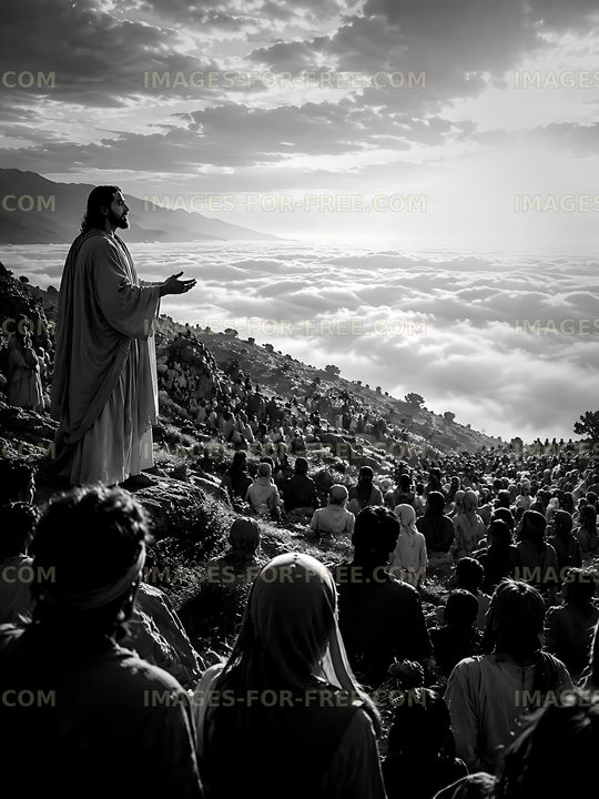 Crowd gathered on a mountain listening to a speaker