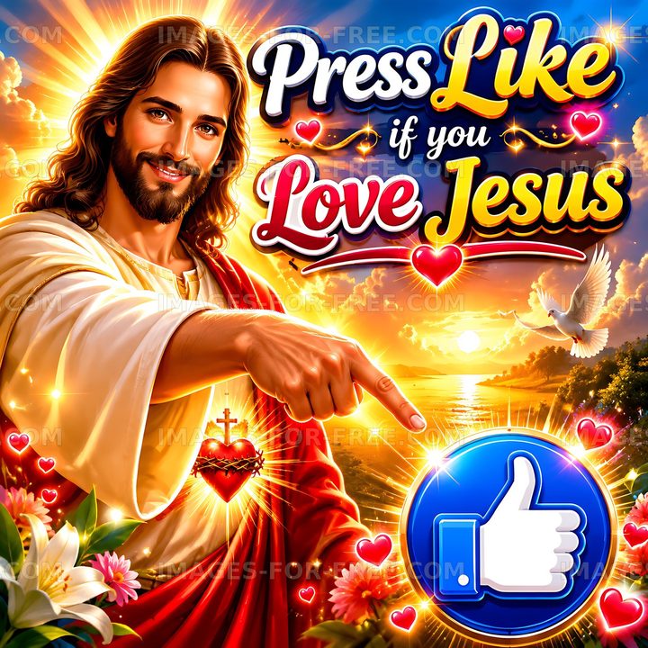 Jesus with thumbs up and vibrant background