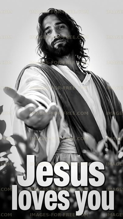 Jesus offers love and support with outstretched hand