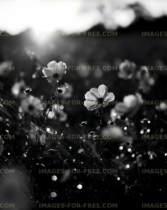 Flowers in a field during sunset