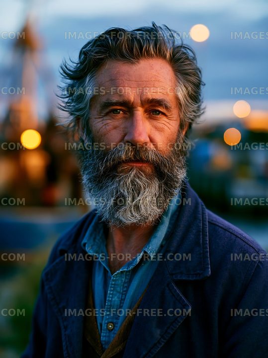 Man with beard standing outdoors during sunset