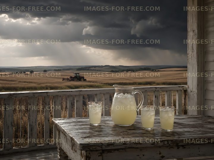 Lemonade on the porch during a stormy afternoon