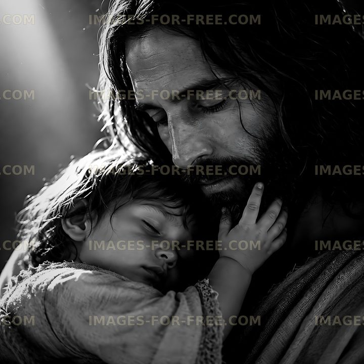 Father and child share moment in soft light