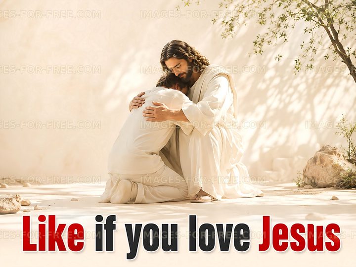 Man kneels before Jesus in a symbol of devotion