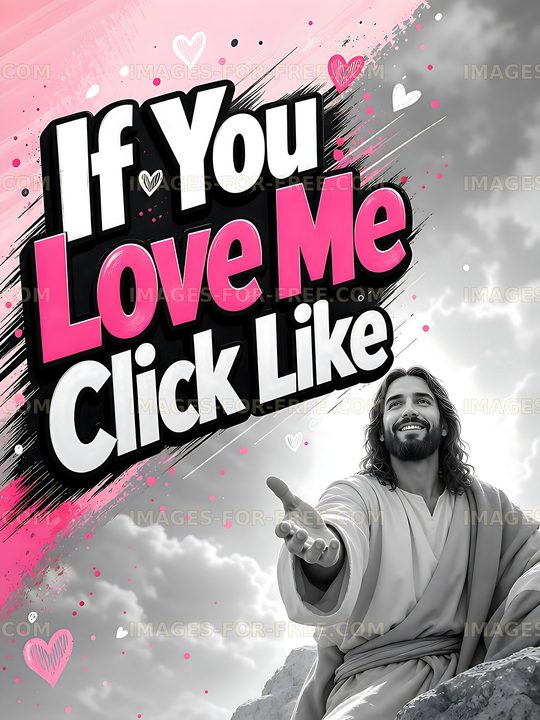 Jesus figure with text encouraging engagement on social media