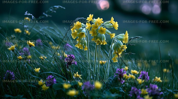 Flowers blooming in a field during twilight hours