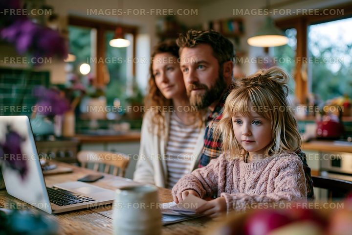 Family spending time together in a cozy kitchen