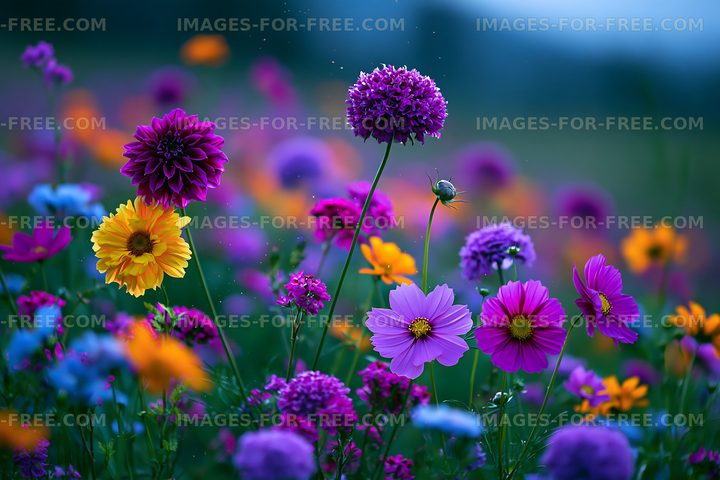 Colorful wildflowers in a blooming meadow
