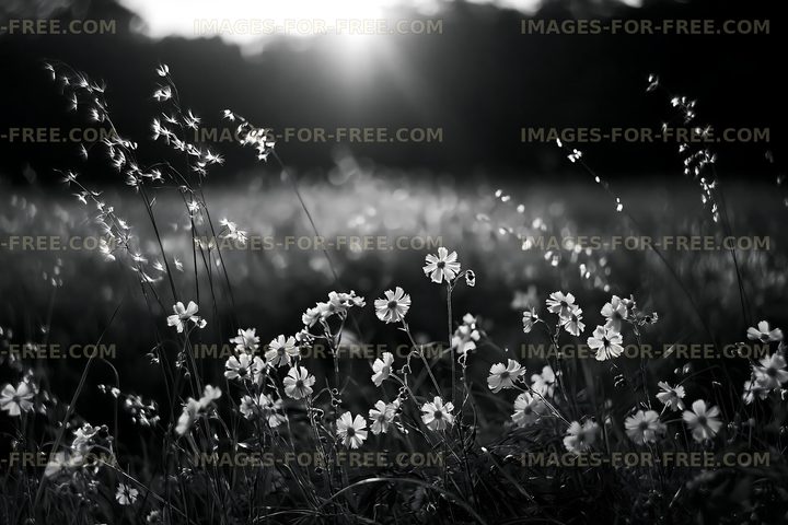 Flowers in a field during sunset