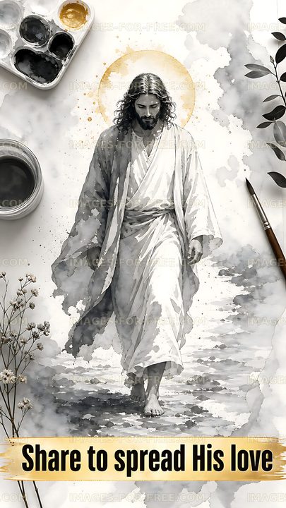 Walking on water in watercolor art