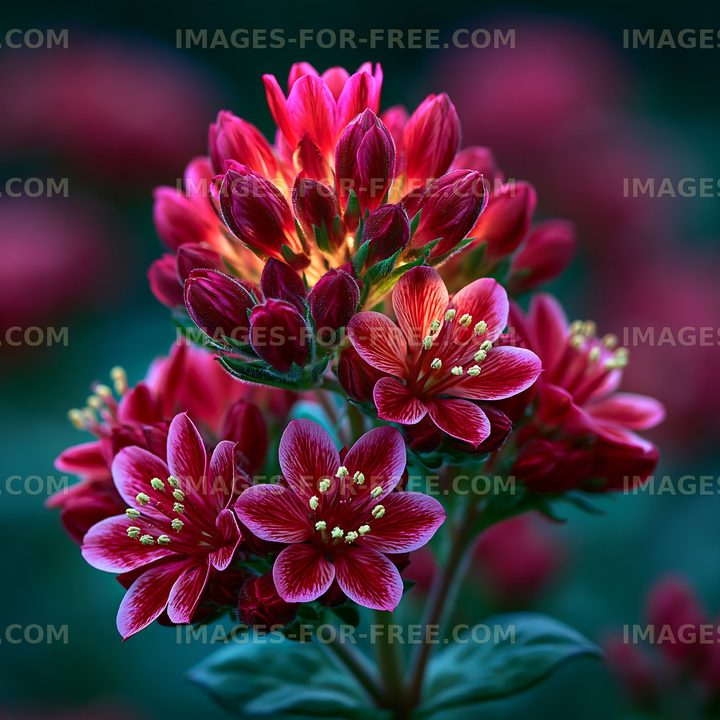 Red flowers growing in a garden during spring season