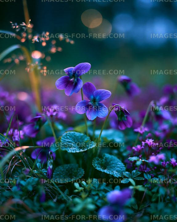 Purple flowers blooming in a garden during twilight