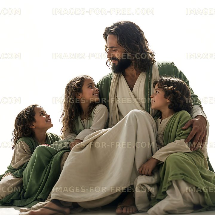 Jesus with children sharing smiles and joy