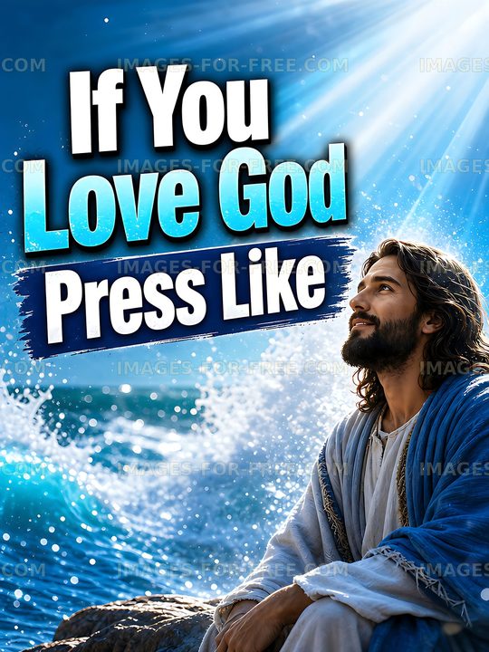 Jesus figure by the water with motivational text