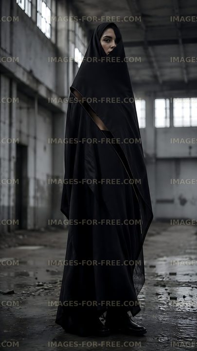 Person in black attire standing in an industrial space