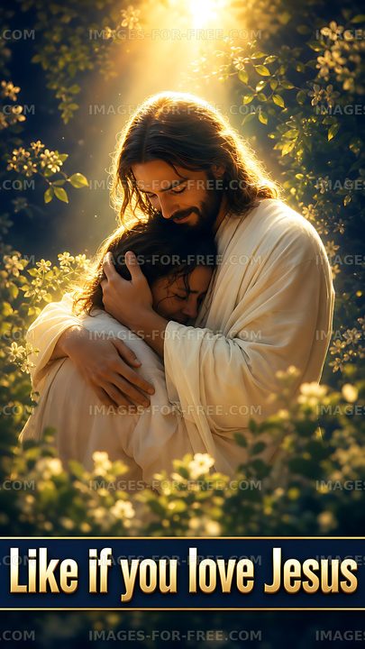 Man and woman embrace in a garden with sunlight